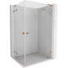 Mexen Lunar L Duo-Duschkabine, rechts abklappbar, 115 x 100 cm, transparent, gebürstetes Kupfer - 834L-115P-100L-65-00
