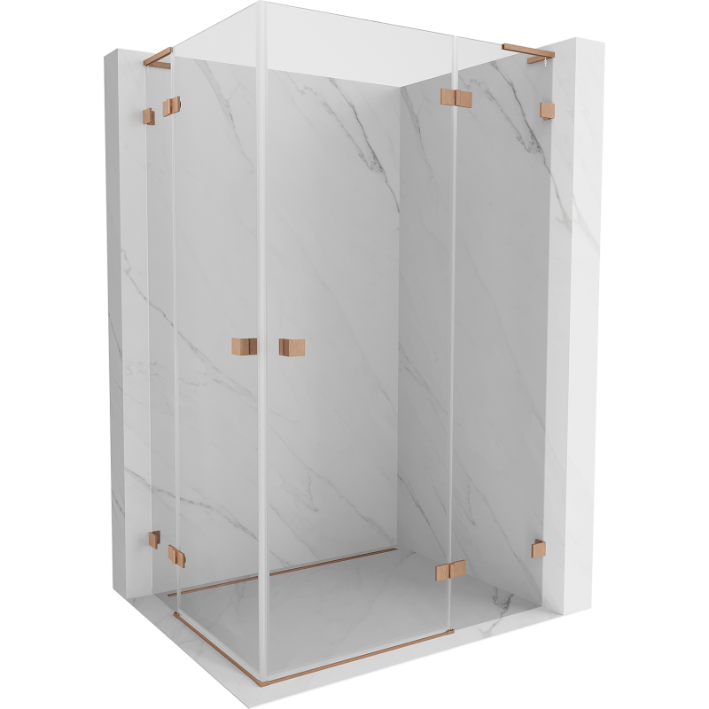 Mexen Lunar L Duo Duschkabine, Schwingtür rechts 120 x 105 cm, transparent, gebürstetes Kupfer - 834L-120P-105L-65-00
