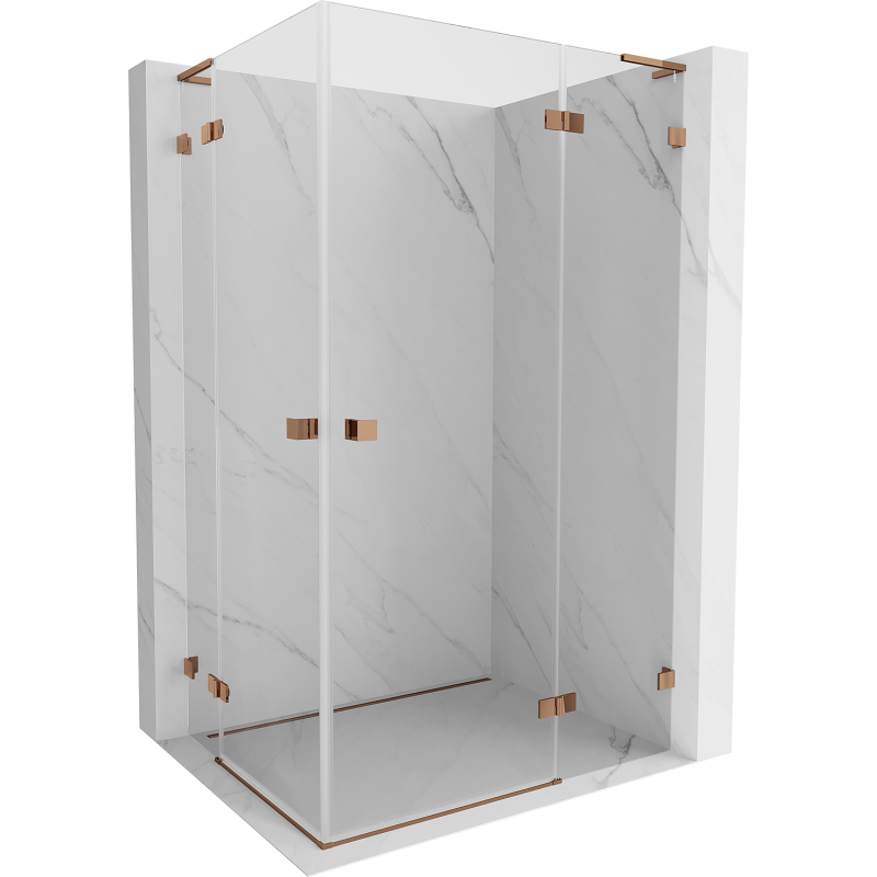 Mexen Lunar L Duo Duschkabine schwenkbar rechts 110 x 75 cm, transparent, Roségold - 834L-110P-075L-60-00