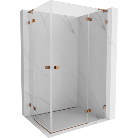 Mexen Lunar L Duo Duschkabine schwenkbar rechts 110 x 75 cm, transparent, Roségold - 834L-110P-075L-60-00