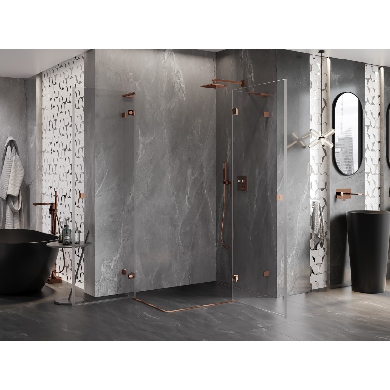 Mexen Lunar L Duo Duschkabine, rechts öffnend, 110 x 105 cm, transparent, Roségold - 834L-110P-105L-60-00
