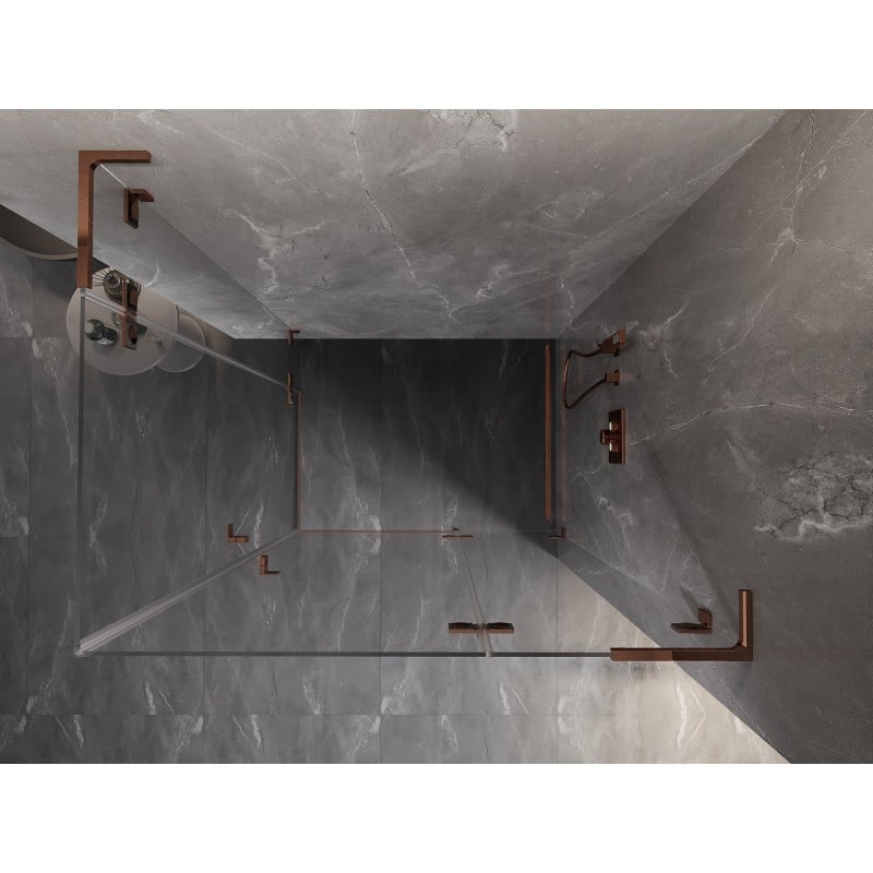Mexen Lunar L Duo Duschkabine mit nach rechts öffnender Tür 115 x 80 cm, transparent, Roségold - 834L-115P-080L-60-00