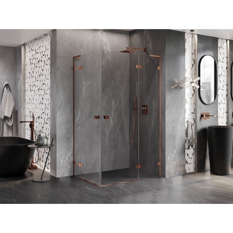 Mexen Lunar L Duo-Duschkabine mit rechteckiger Tür, 115 x 100 cm, transparent, Roségold - 834L-115P-100L-60-00