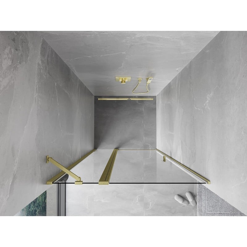 Mexen Mist Duschdrehtür 105 cm, transparent, gebürstetes Gold - 8A4-105-000-55-00