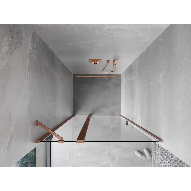Mexen Mist Duschdrehtür 85 cm, transparent, gebürstetes Kupfer - 8A4-085-000-65-00