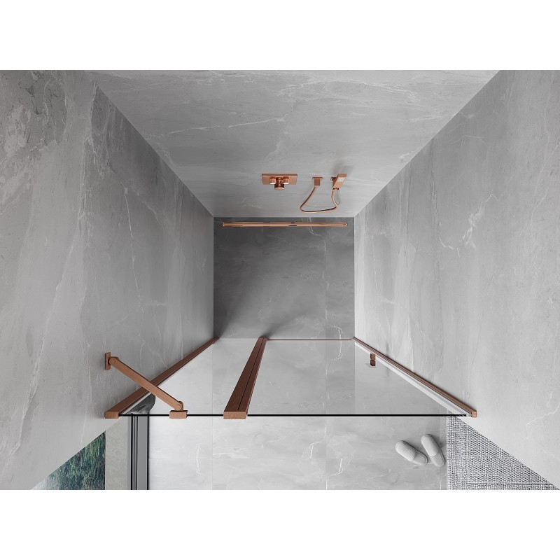 Mexen Mist Duschschwenktüren 115 cm, transparent, gebürstetes Kupfer - 8A4-115-000-65-00