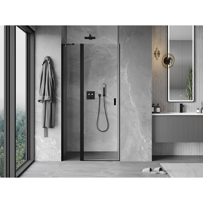 Mexen Mist Duschdreh­tür 75 cm, transparent, schwarz - 8A4-075-000-70-00