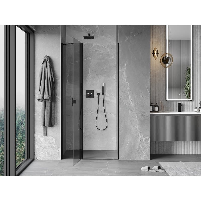 Mexen Mist Duschdreh­tür 75 cm, transparent, schwarz - 8A4-075-000-70-00