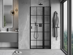 Mexen Mist Duschdrehtüren rechts 120 cm, schwarzes Gitter, Schwarz - 8A4-120-000-70-77-P