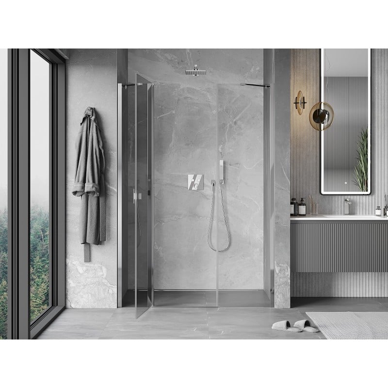 Mexen Mist Pendeltür 125 cm, transparent, Chrom - 8A4-125-001-01-00