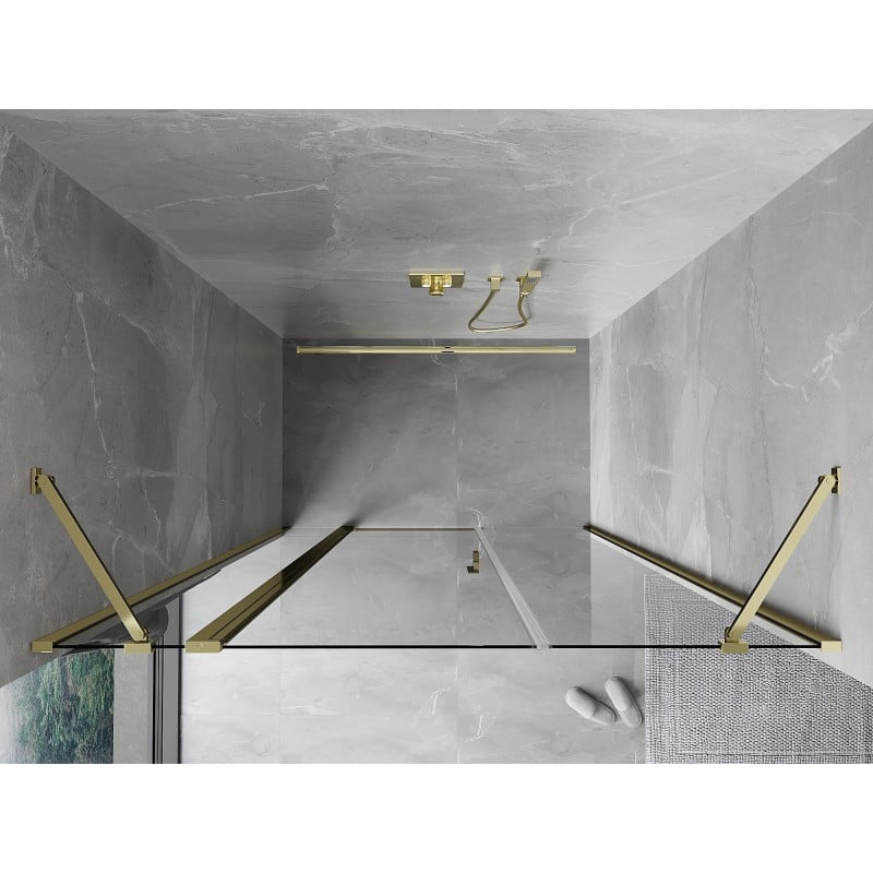 Mexen Mist Duschanschlagstür 125 cm, transparent, gold - 8A4-125-001-50-00