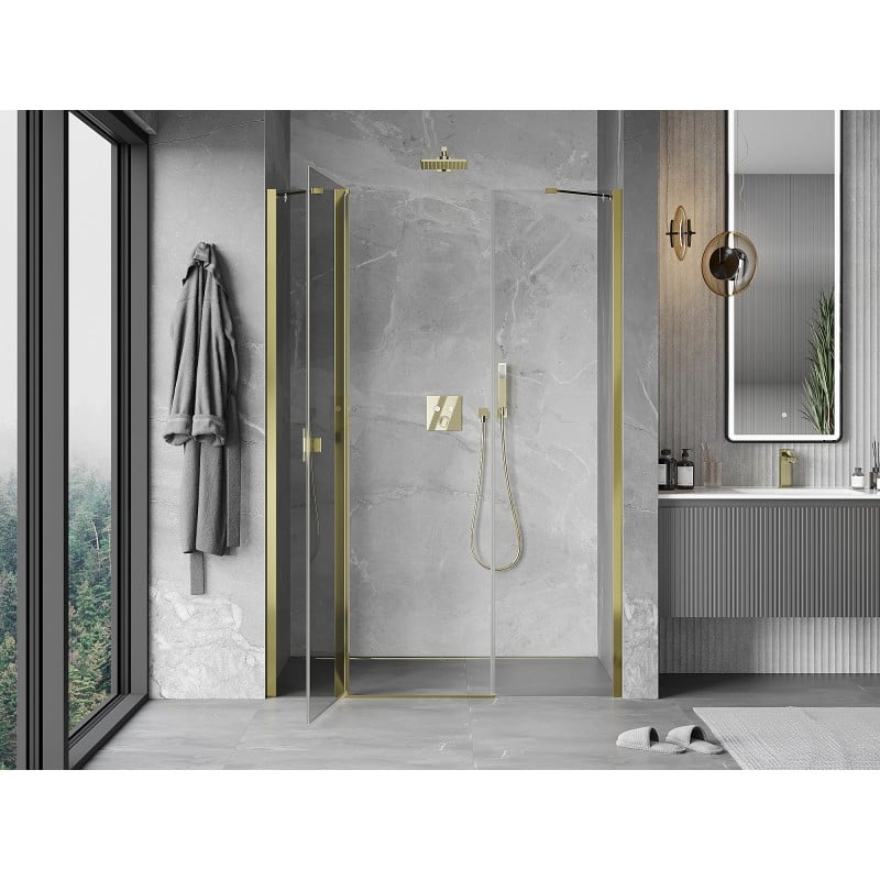 Mexen Mist Duschdrehtüren 135 cm, transparent, gold - 8A4-135-001-50-00