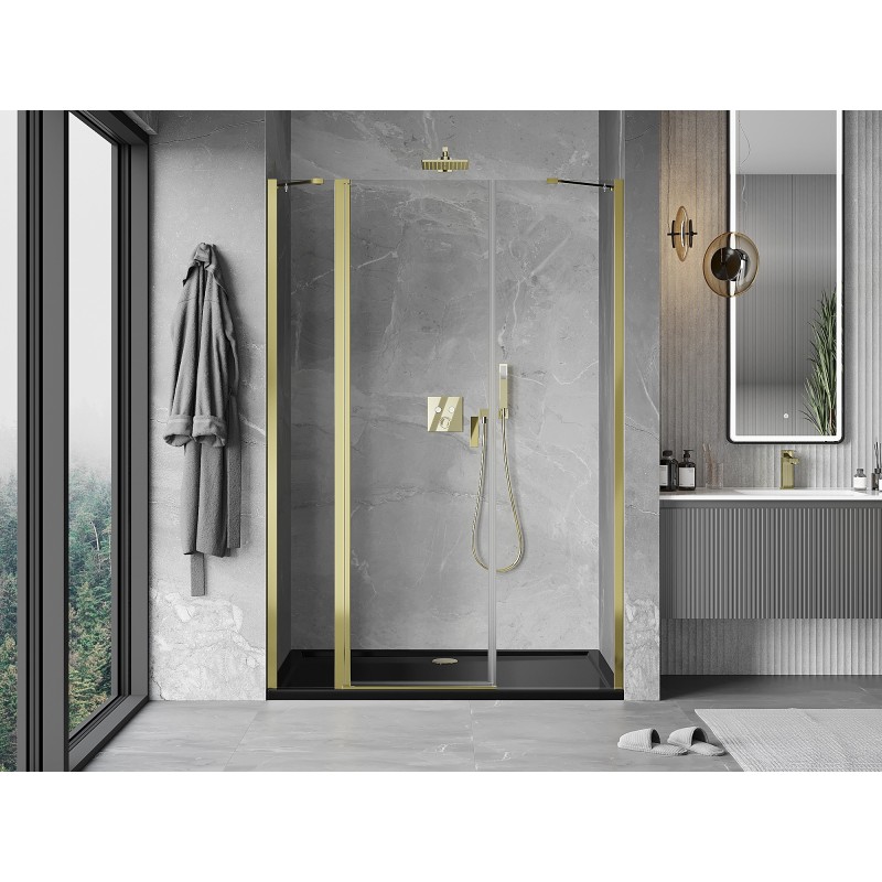 Mexen Mist Duschdrehtür 145 cm, transparent, gold - 8A4-145-001-50-00