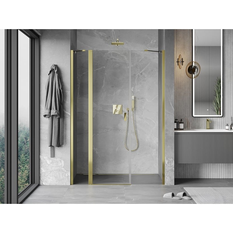 Mexen Mist Duschdrehtür 150 cm, transparent, gold - 8A4-150-001-50-00