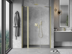 Mexen Mist Pendeltür 120 cm, transparent, gebürstetes Gold - 8A4-120-001-55-00