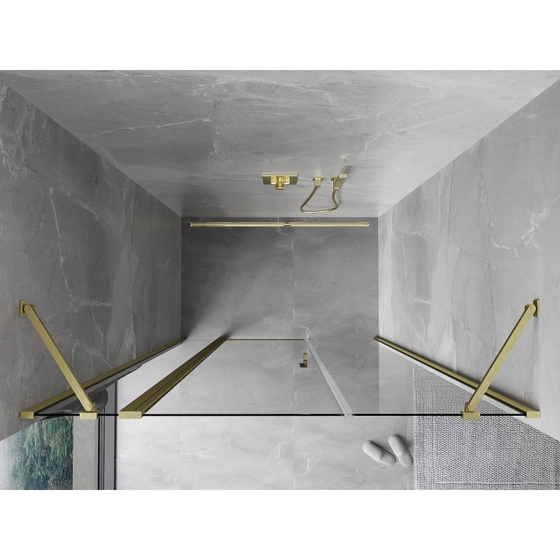Mexen Mist Duschschwingtür 125 cm, transparent, gebürstetes Gold - 8A4-125-001-55-00