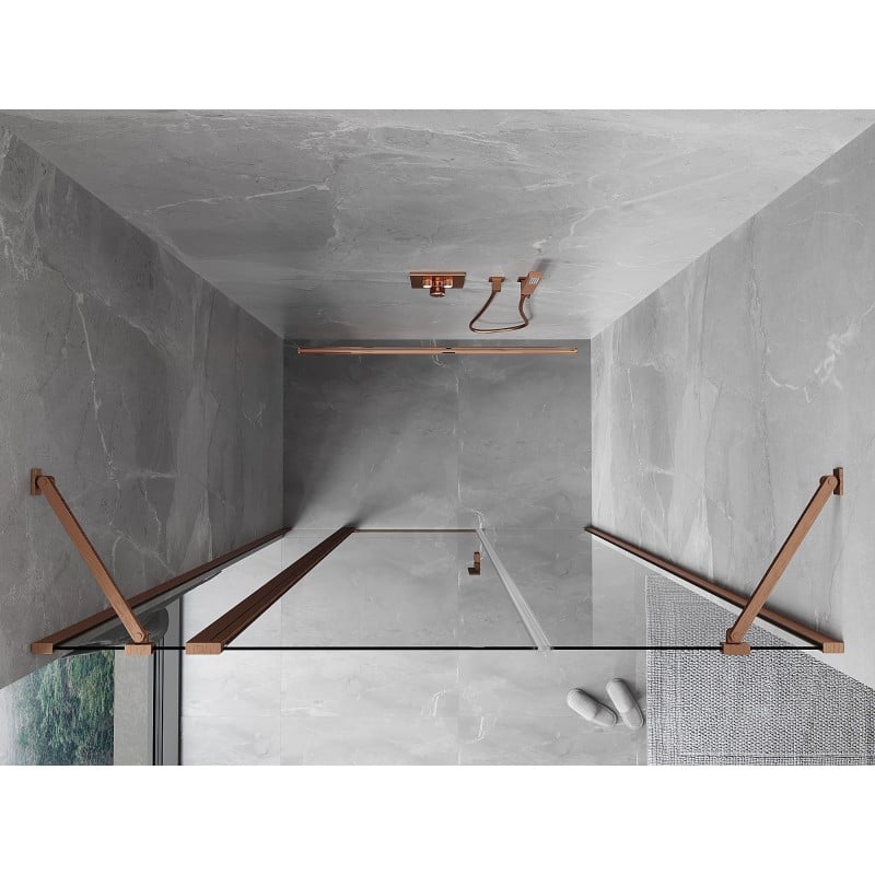 Mexen Mist Drehduschtür 125 cm, transparent, gebürstetes Kupfer - 8A4-125-001-65-00