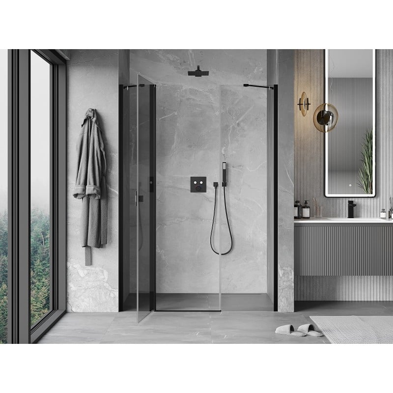 Mexen Mist Duschdreh­türen 130 cm, transparent, schwarz - 8A4-130-001-70-00