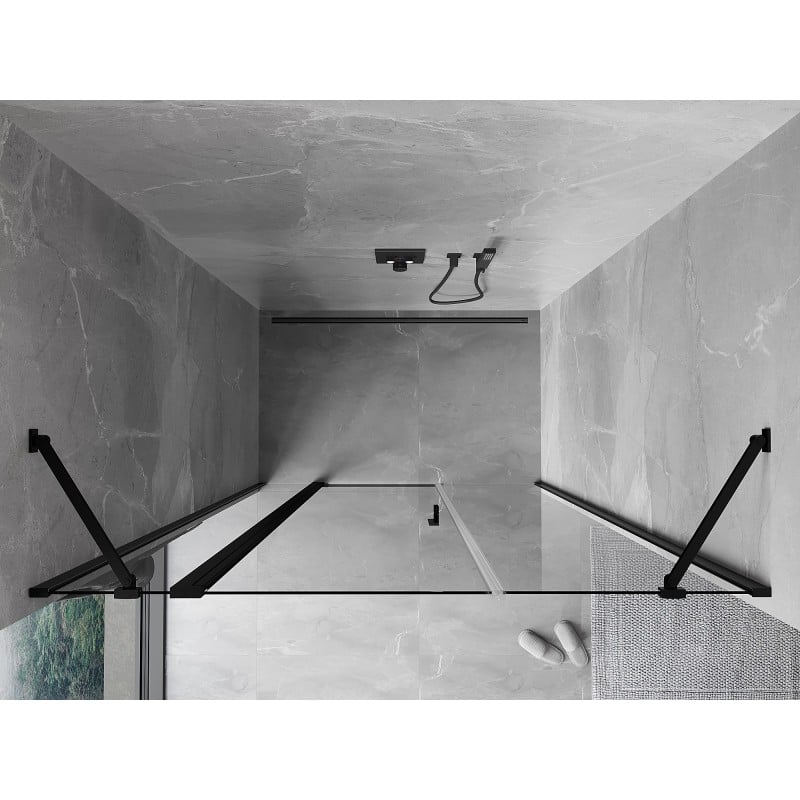 Mexen Mist Duschflügeltür 150 cm, transparent, schwarz - 8A4-150-001-70-00