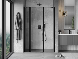 Mexen Mist Duschdrehtür links 125 cm, schwarzer Rahmen, schwarz - 8A4-125-001-70-70-L