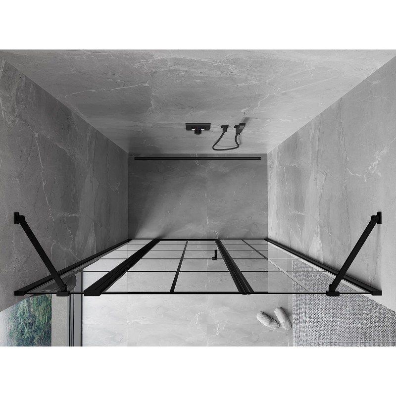 Mexen Mist Duschschwingtür links 140 cm, schwarzes Gitter, schwarz - 8A4-140-001-70-77-L