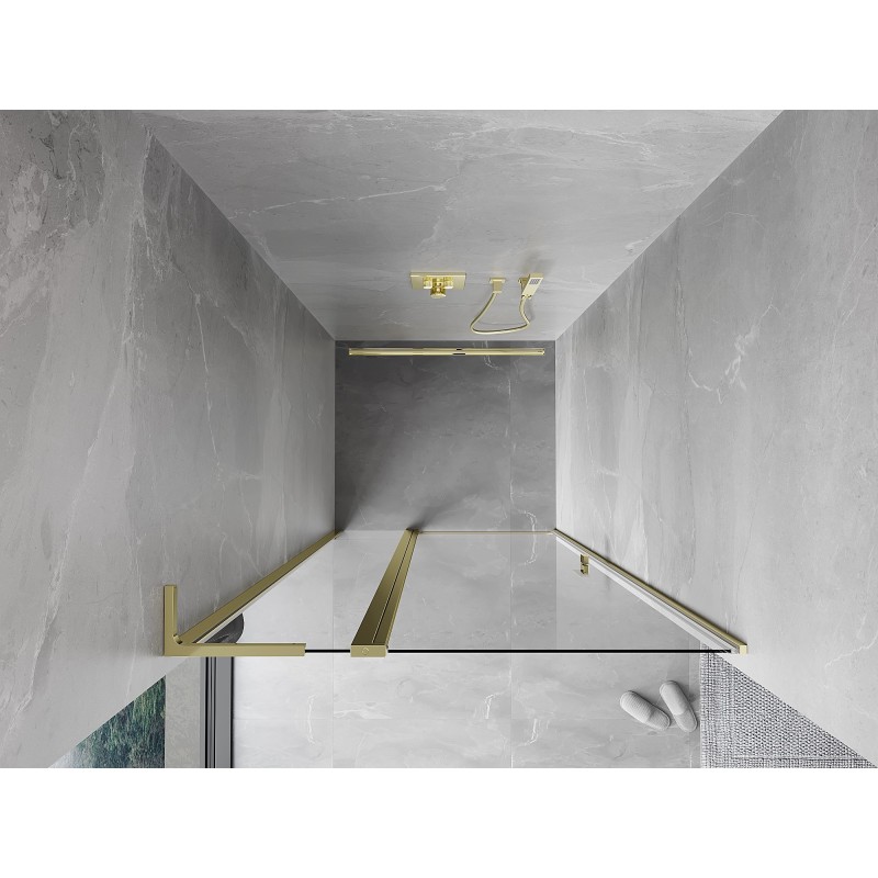 Mexen Mist L Duschdrehtür 100 cm, transparent, gold - 8A4L-100-000-50-00