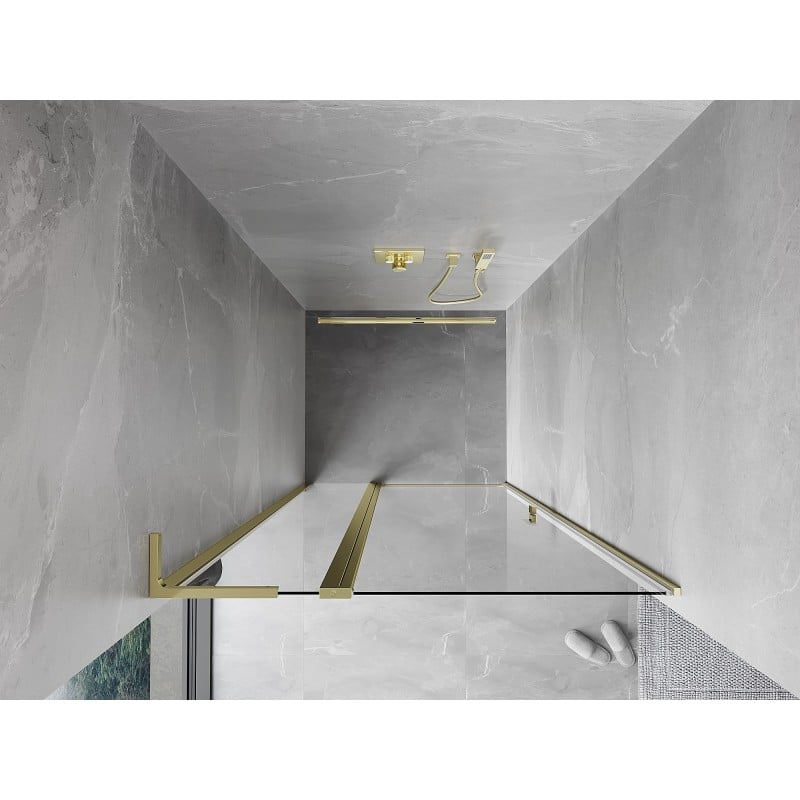 Mexen Mist L Schwingtür Duschabtrennung 110 cm, transparent, gold - 8A4L-110-000-50-00