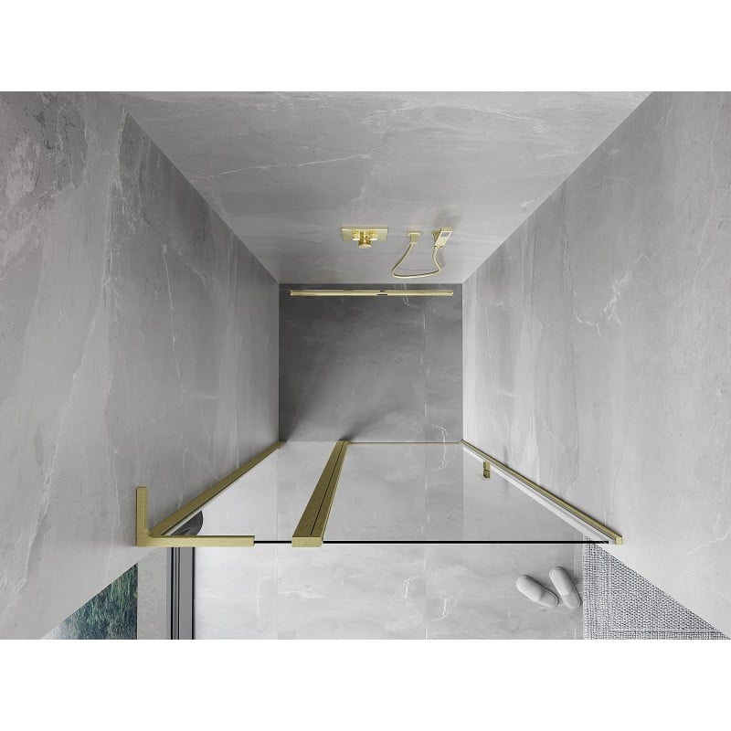 Mexen Mist L Pendeltür Dusche 95 cm, transparent, gebürstetes Gold - 8A4L-095-000-55-00