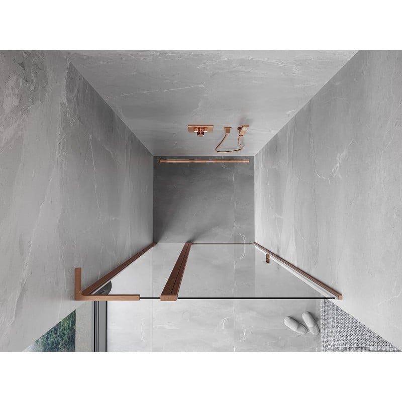 Mexen Mist L Drehduschtür 90 cm, transparent, gebürstetes Kupfer - 8A4L-090-000-65-00
