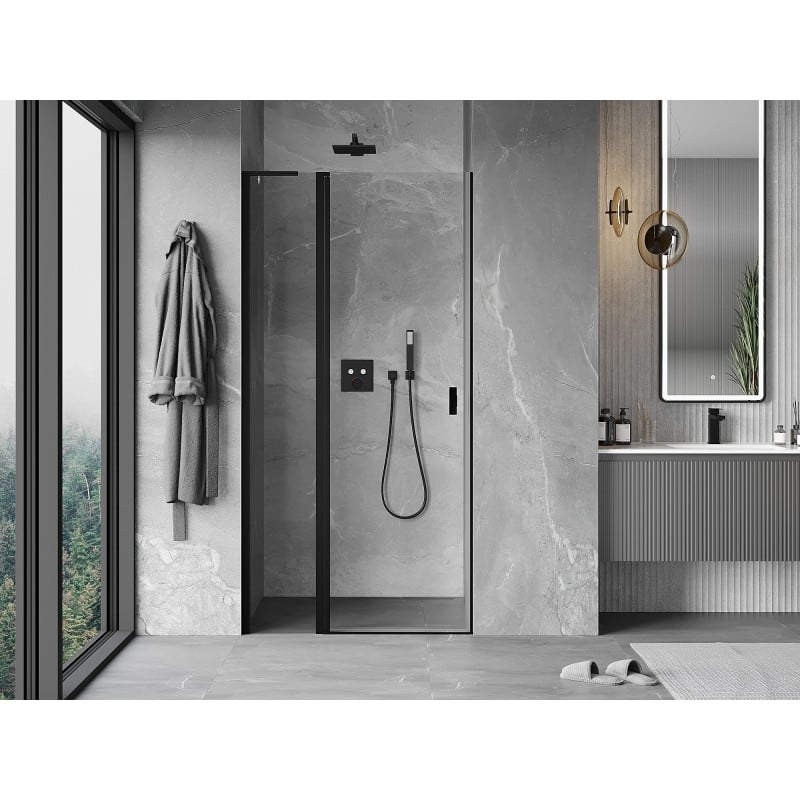 Mexen Mist L Duschschwingtür 95 cm, transparent, schwarz - 8A4L-095-000-70-00