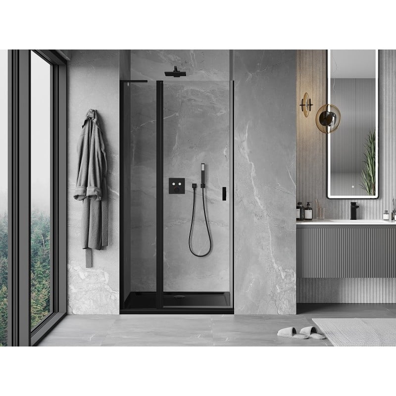 Mexen Mist L Duschschwingtür 110 cm, transparent, schwarz - 8A4L-110-000-70-00
