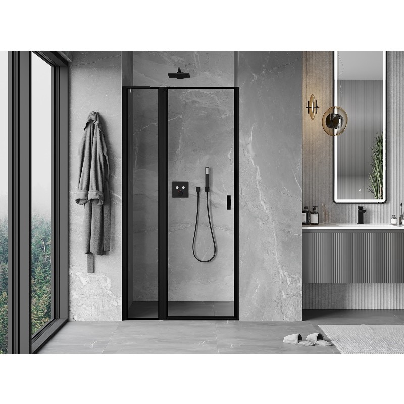 Mexen Mist L Duschabtrennung schwenkbar links 90 cm, schwarzer Rahmen, schwarz - 8A4L-090-000-70-70-L