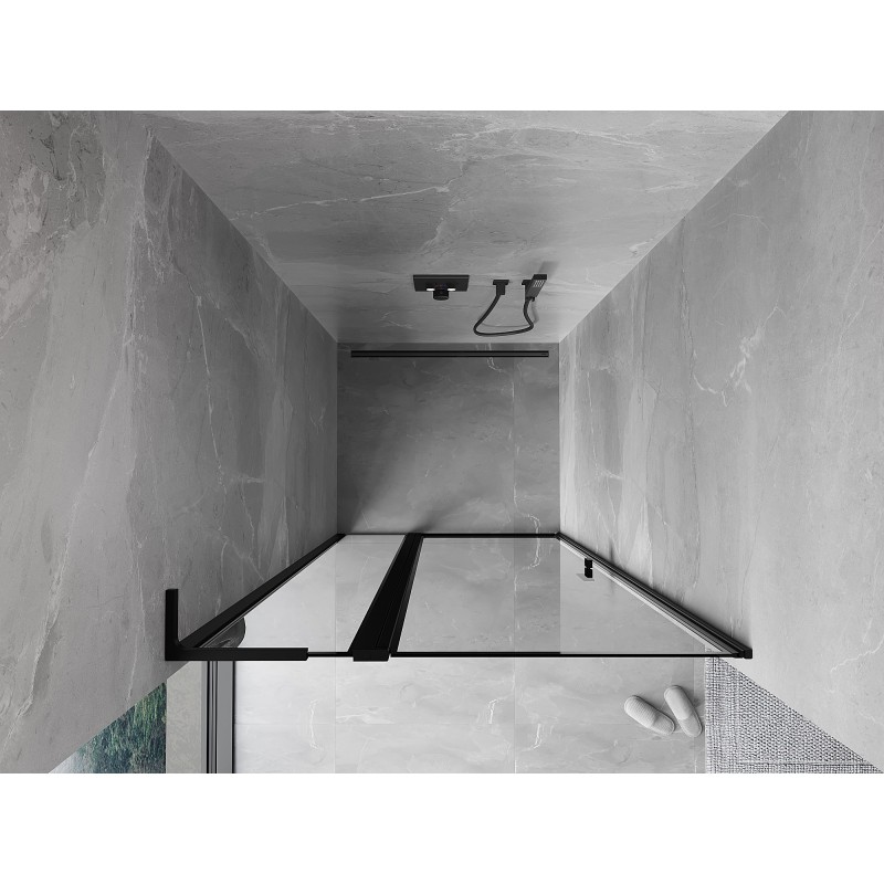 Mexen Mist L Duschschwingtür links 115 cm, schwarzer Rahmen, Schwarz - 8A4L-115-000-70-70-L