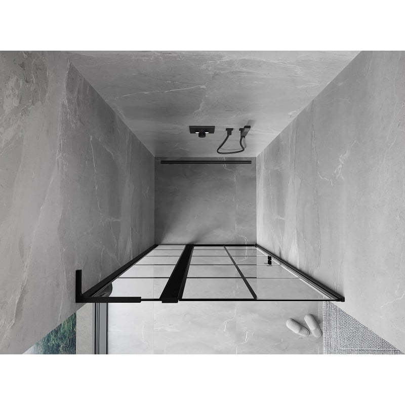 Mexen Mist L Duschdrehtür links 110 cm, schwarzes Gitter, schwarz - 8A4L-110-000-70-77-L