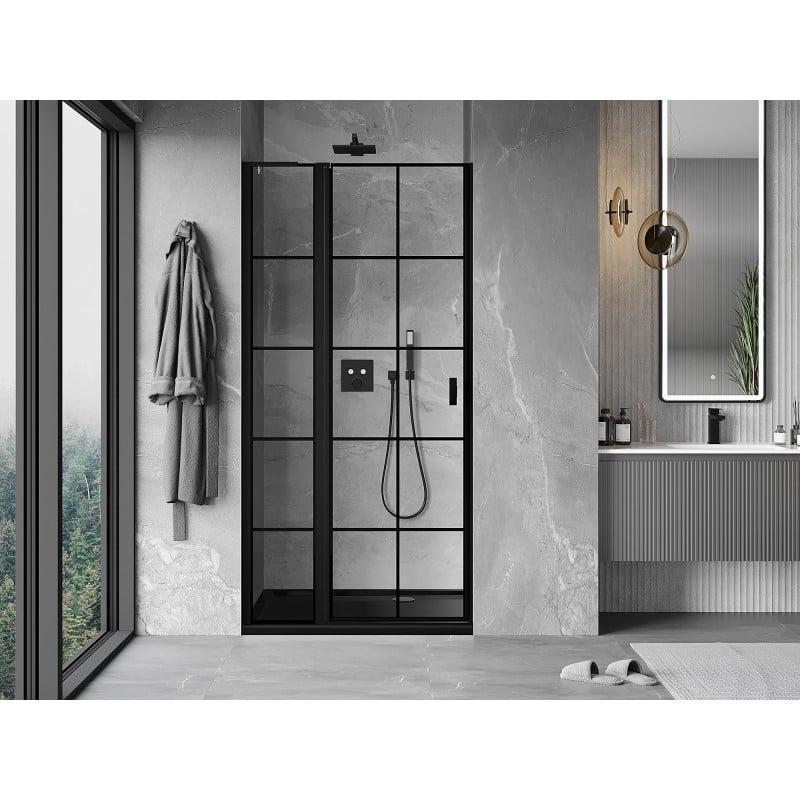 Mexen Mist L Linke Schwingtür für die Dusche 120 cm, schwarzes Gitter, schwarz - 8A4L-120-000-70-77-L