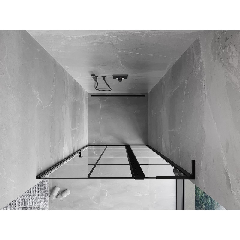 Mexen Mist L Duschdrehtür rechts 120 cm, schwarzes Gitter, schwarz - 8A4L-120-000-70-77-P