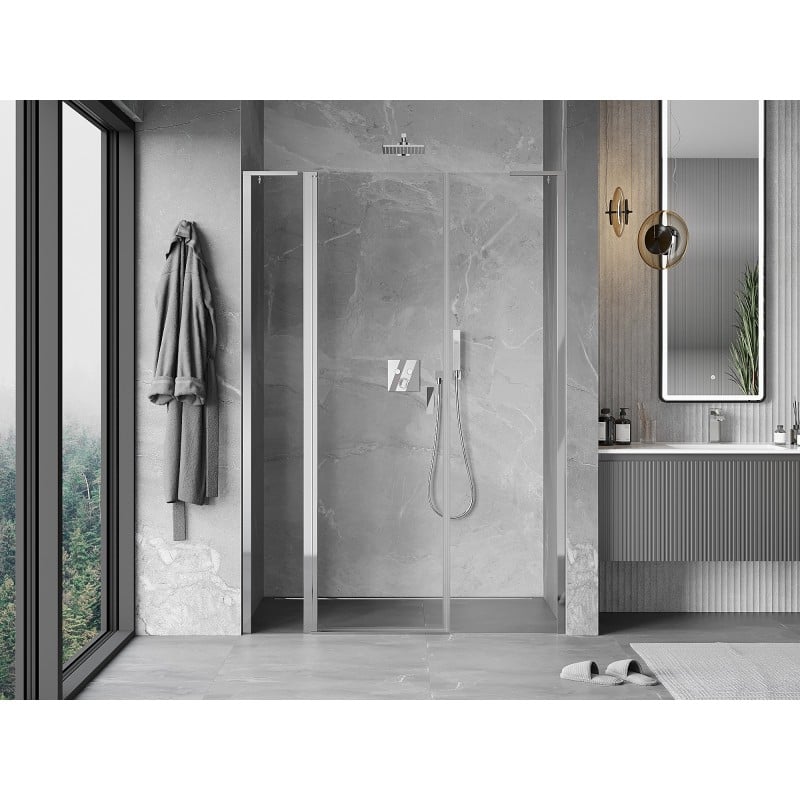 Mexen Mist L Duschdrehtür 135 cm, transparent, Chrom - 8A4L-135-001-01-00
