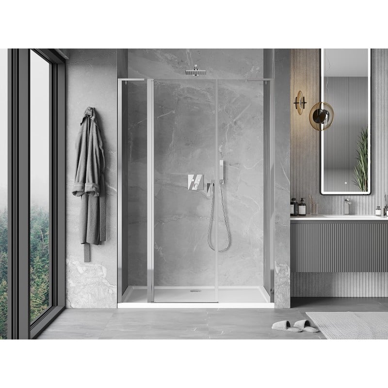 Mexen Mist L Duschfalttür 140 cm, transparent, Chrom - 8A4L-140-001-01-00