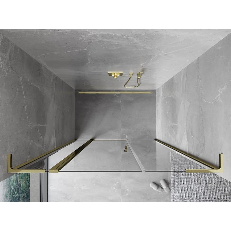 Mexen Mist L Duschdrehtür 160 cm, transparent, gold - 8A4L-160-001-50-00
