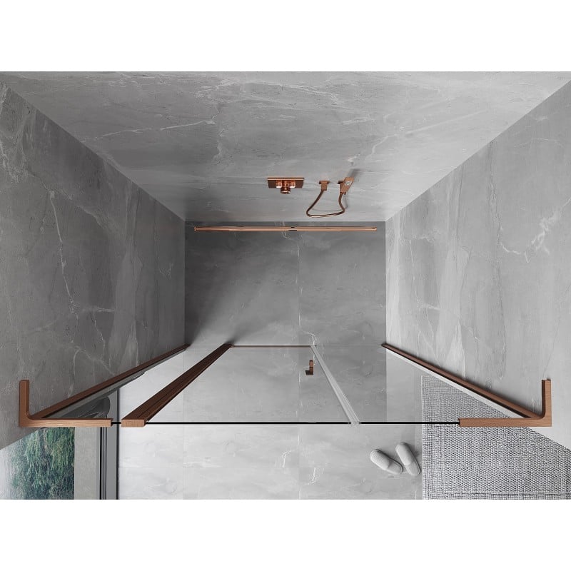 Mexen Mist L Schwingtür Dusche 155 cm, transparent, gebürstetes Kupfer - 8A4L-155-001-65-00