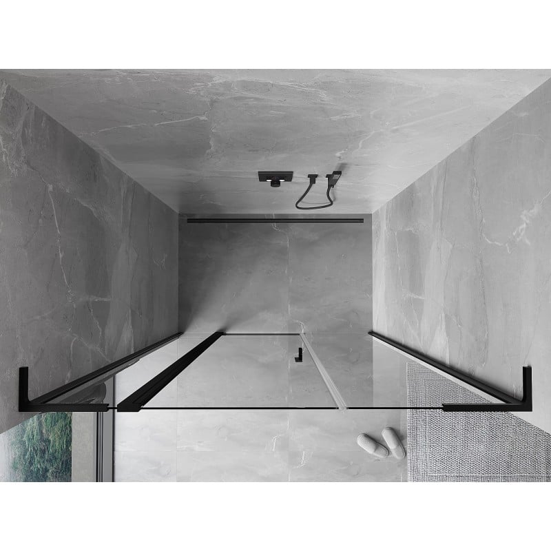 Mexen Mist L Schwingtür Duschwand 140 cm, transparent, schwarz - 8A4L-140-001-70-00