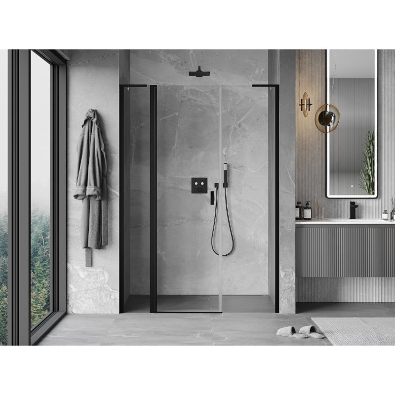 Mexen Mist L Duschabtrennung schwingend 160 cm, transparent, schwarz - 8A4L-160-001-70-00