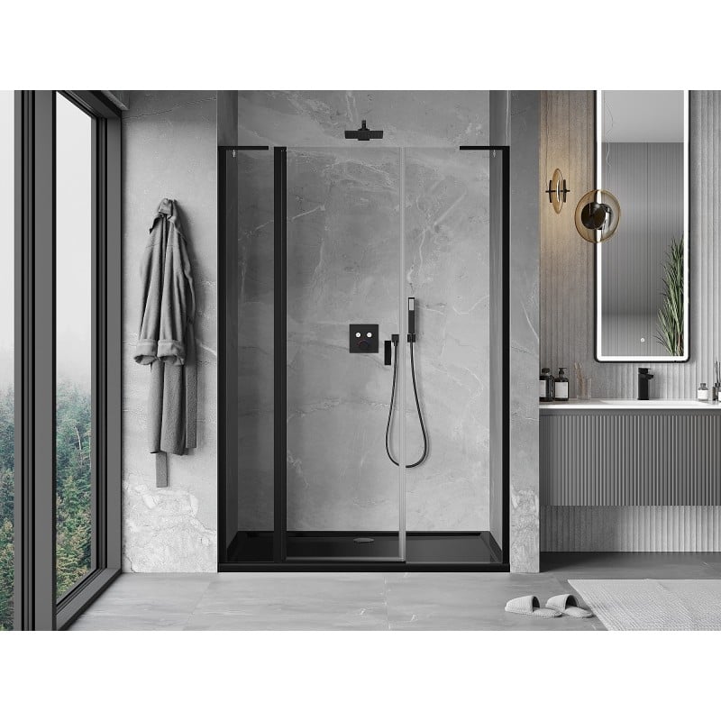 Mexen Mist L Duschabtrennung schwingend 160 cm, transparent, schwarz - 8A4L-160-001-70-00