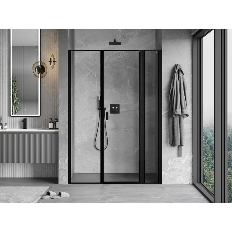 Mexen Mist L Duschkabinentür rechts, 145 cm, schwarzer Rahmen, schwarz - 8A4L-145-001-70-70-P