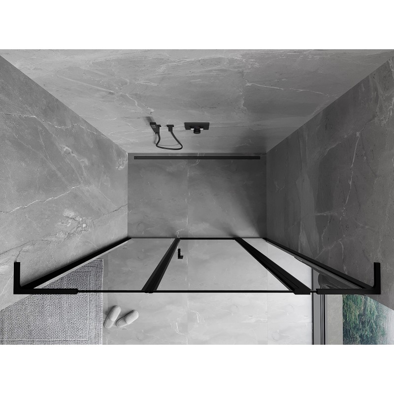 Mexen Mist L Duschkabinentür rechts, 145 cm, schwarzer Rahmen, schwarz - 8A4L-145-001-70-70-P