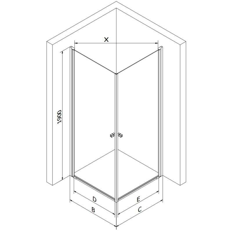 Mexen Pretoria Duo Duschtürklappkabine 90 x 80 cm, transparent, gold - 852-090-080-50-00-02