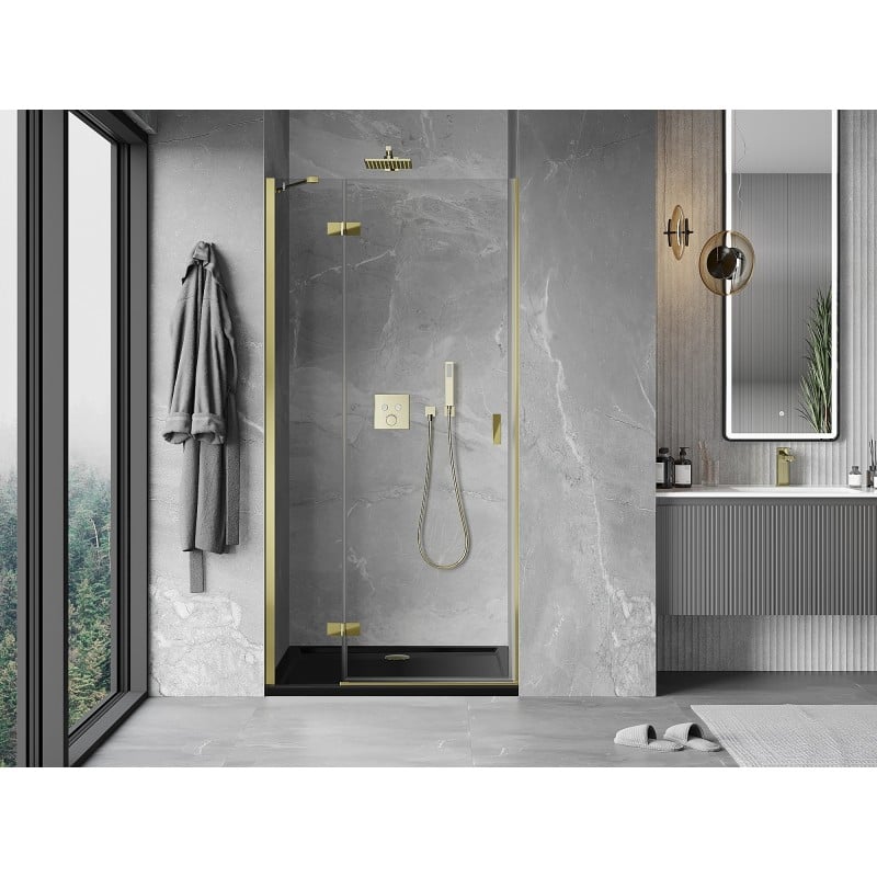 Mexen Mist-H Duschabtrennung links öffnend 120 cm, transparent, gold - 8A5-120-000-50-00-L