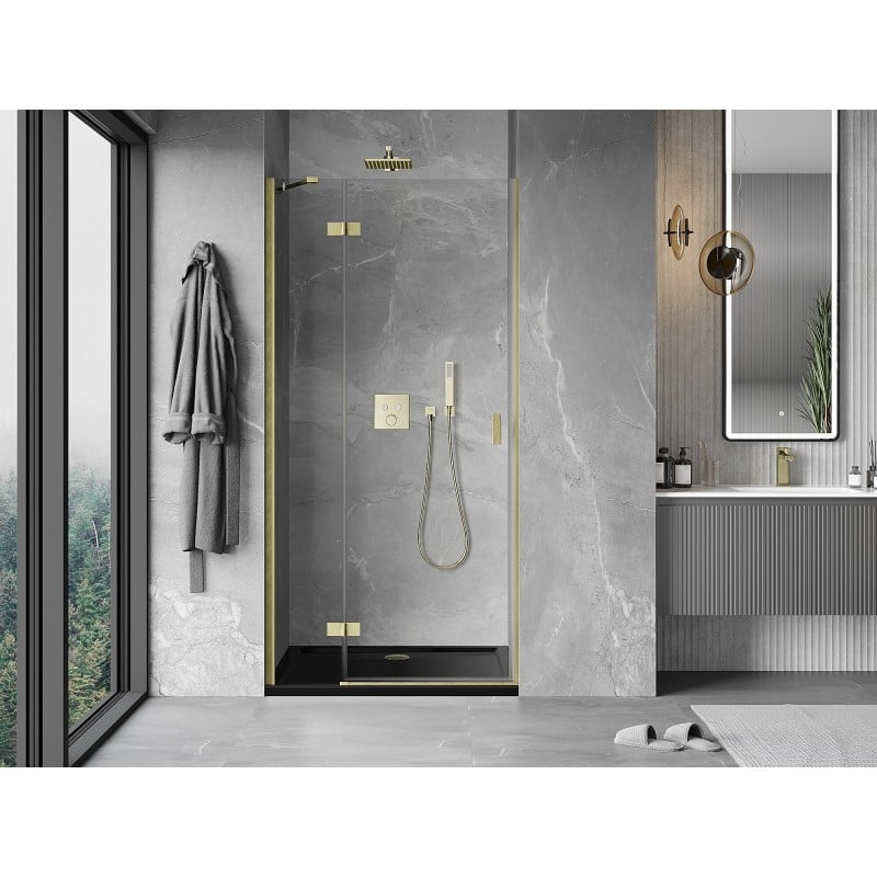 Mexen Mist-H Duschdrehtür links 75 cm, transparent, gebürstet gold - 8A5-075-000-55-00-L