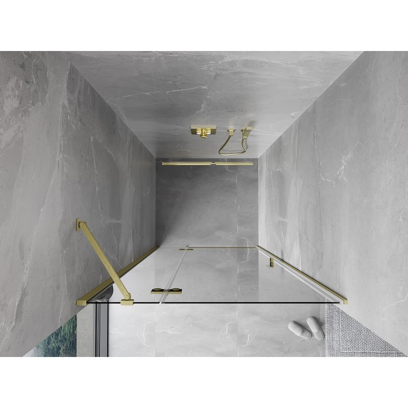 Mexen Mist-H Links öffnende Duschkabinentür 90 cm, transparent, gold gebürstet - 8A5-090-000-55-00-L