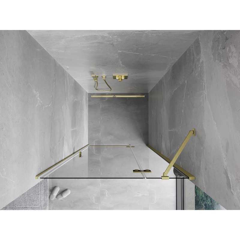 Mexen Mist-H Duschtür, rechts öffnend, 80 cm, transparent, gebürstet gold - 8A5-080-000-55-00-P